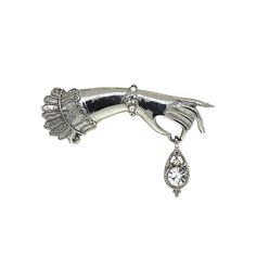 Crystal Clear Belle Epoch Ladies Hand With Pave Bracelet  And Ring Detail Pin