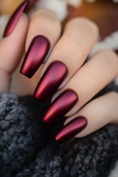 25 Elegant Burgundy Chrome Nails: A Trendy Nail Look - DIGIDIA Trending Nails 2020 Summer, Simple Fall Designs Nails, Nails For Formal Wedding, Cherry Coke Nail Color, Fall Reds For Nails, Halloween Colour Nails, Candy Apple Nails Red, Wedding Guest Nails Fall, Maroon With Chrome Nails