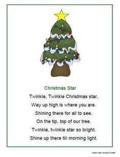 a christmas tree poem with the words twinkle, twinkle and star on it's side