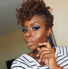 Option to grow out hair Curly Hair One Side Pulled Back, Haircut Natural Hair, Copper Hairstyles, Highlights Copper, Hawk Haircut, Latest Black Hairstyles, Black Hairstyles With Weave, Hairstyles Inspiration