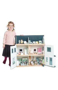 A beautifully detailed wooden dollhouse is move-in-ready for your budding homeowner to decorate the six spacious rooms however they please. Gender neutral colors ensure everyone is welcome to join the house party. Style Name:Tender Leaf Toys Dovetail Wooden Dollhouse. Style Number: 5880876. Available in stores. Tender Leaf Toys Dollhouse, Target Wooden Dollhouse, Ikea Dollhouse Boy, Flisat Ikea Dollhouse, Livingroom Toys, Plywood Floors, Doll House Bedroom, Dovetail Furniture, Plywood Flooring