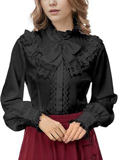 Victorian Fashion Women, Steampunk Elements, Ruffled Tops, Stand Collar Blouse, Victorian Blouse, Ethereal Dress, Become A Fashion Designer, Ladies Blouse