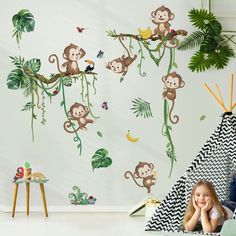 PRICES MAY VARY. It can be stuck onto any clean, dry, non-textured smooth surfaces: walls, windows, tiles, furniture, mirrors, even your refrigerators. decalmile wall stickers are made of high quality, bright and colourful, easy to peel and stick, removable and waterproof. decalmile monkey climbing tree wall stickers are perfect to decorate kids room, bedroom, living room, baby nursery and playroom. Including 8 sheets, sheet size: 21cm x 30cm(8.26" x 11.81"), recommend finished size: 107cm x 95c Horse Wall Stickers, Wall Film, Ingrain Wallpaper, Wall Stickers Animals, Monkeys Band, Tree Wall Stickers, Butterfly Wall Stickers, Horse Wall