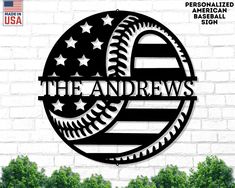 the logo for the american baseball team on a brick wall