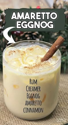 an eggnog recipe in a glass with cinnamon on top