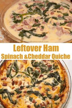 leftover ham spinach and cheddar quiche is an easy dinner recipe