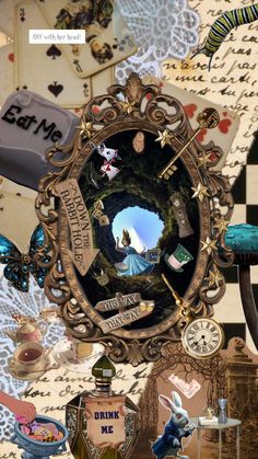 a collage with many different things in the frame and around it is an image of a fairy tale