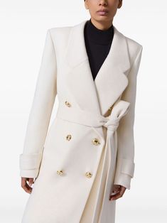 Long White Coat, Long Suit Jacket, Suit Jackets For Women, Coat White, Long Sleeve Outerwear, Coat Patterns, Belted Coat, Long Sleeves Coats, Woolen Coat