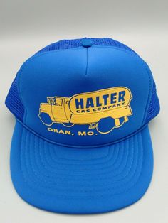 Vintage Halter Gas Company Oran MO Snapback Trucker Hat Blue Nice Hat  See Photos Vintage Blue Adjustable Trucker Hat, Vintage Blue Snapback Baseball Cap, Vintage Blue Snapback Hat With Flat Bill, Vintage Blue Snapback Cap, Retro Blue 5-panel Trucker Hat, Vintage Blue Trucker Hat With Flat Bill, Vintage Blue Trucker Hat, Retro Blue Trucker Hat, Blue Retro Baseball Cap With Curved Bill