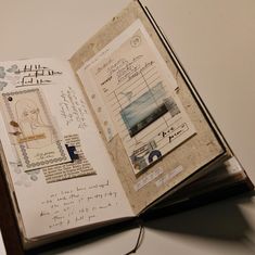 an open book with pictures and writing on it