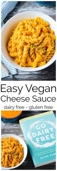 an easy vegan cheese sauce recipe in a white bowl