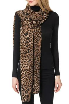 NWT $250 Amicale Cashmere 100% CASHMERE Cheetah Patterned Scarf  Animal print is a trendy way to upgrade your wardrobe, making this cheetah patterned cashmere scarf your next go-to. This versatile cashmere wrap can be worn as a shawl, scarf, or cover up. It’s the perfect accessory to fight winter weather or a pesky chill at the office, theater, airplane or anywhere else you go. Fit: this style is one size fits most. - Cheetah print - Cashmere construction - Approx. 22" x 78" - Imported Dry clean Cheetah Print Scarf, Patterned Scarf, Michael Kors Scarf, Chiffon Wrap, Cashmere Wrap, Patterned Scarves, Shawl Scarf, Dress The Population, Fashion Attire