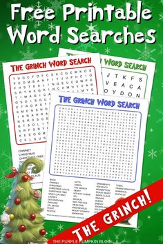 the grinch word search christmas tree printable worksheet