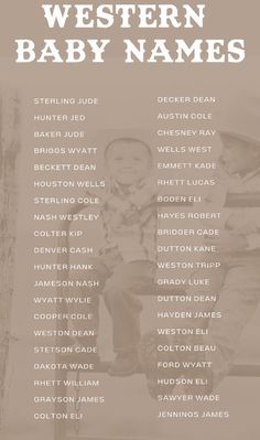 the western baby names are shown in brown and white