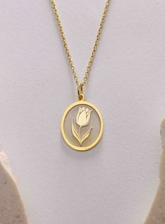 Gold Tulip Flower Pendant - Tulip Flower Gold Necklace ● Material of pendant: Solid Gold 14k ( REAL GOLD ) ● Metal Stamp: 14k ( REAL GOLD ) ● The pendant is available in 5sizes: - 12x17 mm / 0,47 x 0,66 inches - 13x18 mm / 0,51 x 0,70 inches  In the photos - 14x19 mm / 0,55 x 0,74 inches  - 16x21 mm / 0,62 x 0,82 inches  - 18x24 mm / 0,70 x 0,94 inches ( In the photos the size is 13x18 mm / 0,51 x 0,70 inches ) ( Jump Ring inner diameter: 4 mm ) ● Material of chain: Solid gold 14k ( REAL GOLD ) It is thin and dainty and it is available in 4 sizes: - 40 cm / 15,75 inches ( Length ) - 45 cm / 17,72 inches ( Length ) In the photos - 50 cm / 19,68 inches ( Length ) - 55 cm / 21,65 inches ( Length ) ● Backside engraving is FREE ( Please use the personalization box for that.) ● If you want large Gold Flower Pendant Necklace For Valentine's Day, Tulip Necklace Aesthetic, Gold Tarnish-resistant Flower Pendant Jewelry, Tulip Pendant Necklaces, 14k Gold-filled Yellow Gold Flower Pendant Jewelry, We Can Do It, Classy Jewelry, Tulips Flowers, Birth Flowers