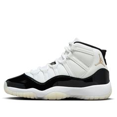 (GS) Air Jordan 11 Retro 'Defining Moment DMP 2023 Gratitude' 378038-170 School Sneakers, Jordan 11s, Limited Edition Sneakers, Air Jordan 11 Retro, Jordan 11 Retro, Air Jordan 11, Waterproof Shoes, Black White Gold, Grade School