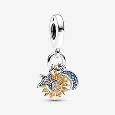 White Gold Celestial Jewelry With Charms, Celestial White Gold Jewelry With Charms, Celestial Jewelry With Dangling Charms, Sparkling Celestial Sterling Silver Jewelry, Pandora Charms Gold, Charms Pandora