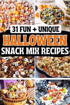 Easy Halloween snack mix recipes that make fun spooky treats for parties, cheap movie night snacks and festive Halloween potluck ideas for a crowd. Party Snacks For A Crowd, Halloween Snack Mix Recipes, Kids After School Snacks, Snack Mix Ideas, Halloween Trail Mix Recipe, Snack Mix Bar, Fall Snack Mix Recipes, Fall Chex Mix Recipes, Halloween Chex Mix Recipes