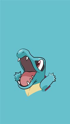 an image of a cartoon alligator with its mouth open and teeth wide open, on a blue background