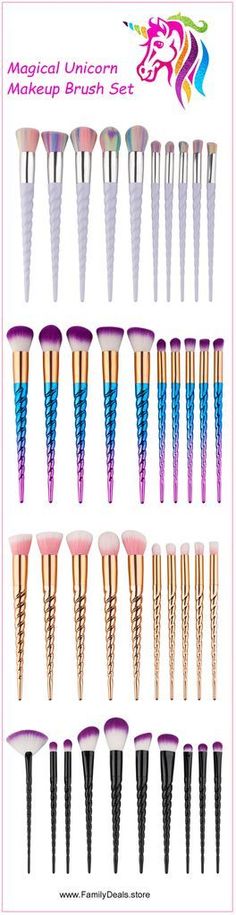 From Only $19.98. "Rainbow Unicorn Lashes" - Unicorn Makeup Brush Set. Buy yours now at Sale Price from www.FamilyDeals.store and Celebrate with savings. Makeup Ideas Birthday, Makeup Unicorn, Mac Whirl, Unicorn Makeup Brushes Set, Unicorn Lashes, Unicorn Makeup Brushes, Glitter Eyeshadow Palette, Make Up Tools, Unicorn Makeup