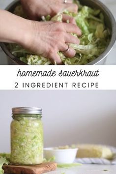 two images showing how to make homemade sauerkraut