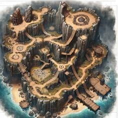 7 Days To Die Base Ideas, One Piece Dnd, Procreate Building, Rpg City, Dnd City, Art Buildings, Fantasy City Map, Fantasy Map Making, Rpg World