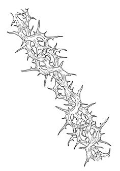 a black and white drawing of a thorn