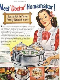 an advertisement for the homemaker's cookbook shows a woman cooking in her kitchen