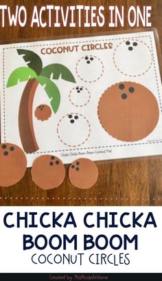 the two activities in one chicka boom book for coconut circles are fun and easy