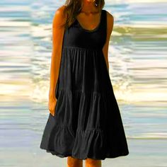 New Smock Dress Oversized Perfect For Beach Casual Shopping Makes A Great Cover Up As Well Pretty Flowy Dress Sukienki Plus Size, Sun Dresses, Summer Sundress, Beach Maxi Dress, Ruffle Mini Dress, Loose Dress, Fashion Mode, Types Of Dresses, Outfit Casual