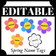 an image of some flowers with name tags