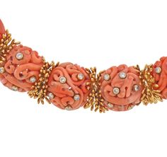 David Webb 1960s Diamond Carved Coral Gold Earrings Necklace Set – Oak Gem Elegant Carved Orange Jewelry, Elegant Orange Carved Jewelry, Gold Necklace And Earrings Set, Egyptian Inspired Jewelry, Coral Jewelry Vintage, Egyptian Inspired, Earrings Necklace Set, David Webb, 18k Gold Necklace