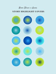 a blue and green book cover with different colored circles