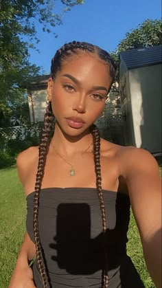 Cornrow Hairstyles Two Braids, Dutch Cornrow Braids, Two Cornrow Braids Black Women, Braiding Hair Accessories, Black Dutch Braids, Two Long Cornrows Braids, Two Braid Cornrow Hairstyles, Cool Dutch Braids, Two Long Dutch Braids