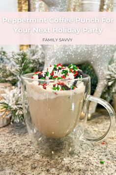 peppermint coffee punch for your next holiday party with text overlay that reads peppermint coffee punch for your next holiday party