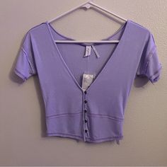 Urban Outfitters Out From Under Purple Cropped Top With V-Neck And Buttons Nwt Free Shipping Urban Outfitters Top, Purple Crop Top, Urban Outfitters Tops, Cropped Top, Shopping List, Color Purple, Urban Outfitters, Womens Tops, Crop Tops