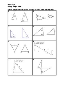 worksheet for the triangle and its corresponding angles, including one that is similar to each other