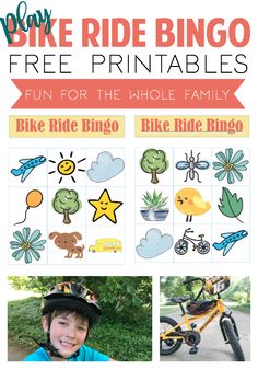 a kid's bike ride game is shown with the words, free printables and