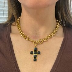 Statement cross necklace Statement Cross Necklace, Cross Necklace Chunky, 90s Cross Necklace, Edgy Black Cross Necklace, Elegant Gold-tone Cross Necklace, Black Cross Necklace, Y2k Necklace, Large Necklace, Cross Pendant Necklace