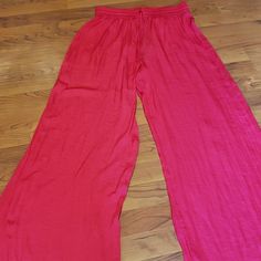 Rachel Zoe Bright Pink Pants Solid Summer Pants With Pockets, Pink High Waist Summer Pants, Summer High Waist Pink Pants, Solid Summer Loungewear Bottoms, Summer Bottoms With Relaxed Fit, Solid Color Wide Leg Bottoms For Vacation, Solid Wide Leg Bottoms For Vacation, Stretch Summer Pants With Pockets, Spring Summer Wide-leg Bottoms