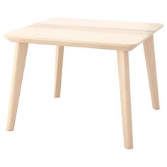 a small wooden table with two legs and a square top on an isolated white background