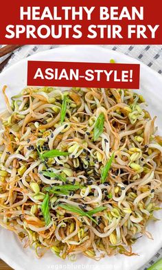 Vegan Chinese-inspired bean sprouts stir fry. Bean Sprout Stir Fry, Recipes Using Beans, Vegetable Side Dishes Healthy, Veggie Side Dish Recipes