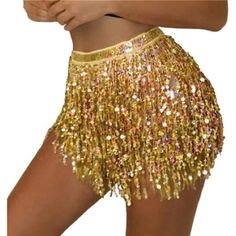 Nwt! Women's Sequin Tassel Skirts Rave Fringe Hip Scarf For Festival! - One Size Fits Most - Material: Spandex & Sequins - This Coin Wrap Skirt Fit For Belly Dance, Performance, Edc, Music Festival, Disco Party Space Cowgirl And Halloween Costume Thank You Rave Outfits Skirts, Sequin Fringe Skirt, Gold Sequin Skirt, Mini Skirt Party, Hip Scarf, Space Cowgirl, Tassel Skirt, Hip Scarves, Cowgirl Costume