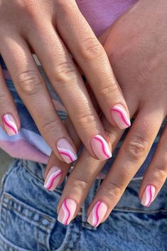 Nail Designs Hot Pink, Pink Tip Nails, Spring Break Nails, Kutek Disney, Pink Gel Nails, Hot Pink Nails, Broken Nails, White Acrylic Nails, Summery Nails