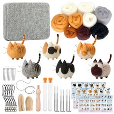 sewing kit for cats with felt and needles