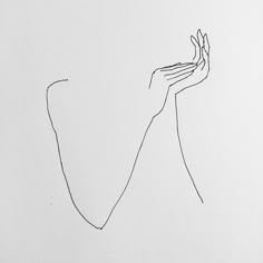 a black and white drawing of a person holding their hand up to the sky with one hand