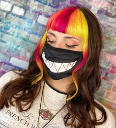 Coloured Fringe Hair, Unicorn Hair Dye, Split Dye, Fringe Hair, Colored Weave, Split Dyed Hair, Split Hair, Manic Panic, Fringe Hairstyles