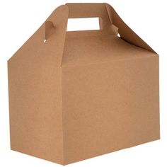 a brown paper box with a handle on the top is empty and ready to be used