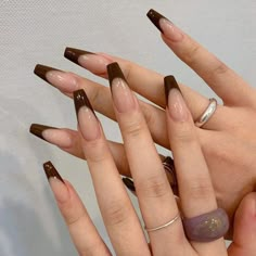 Brown Acrylic Nails, Classy Acrylic Nails, Acrylic Nails Coffin Short, Brown Nails, Dream Nails, Fire Nails, Funky Nails, Pretty Acrylic Nails, Dope Nails