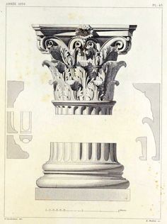 an architectural drawing of a capital and column